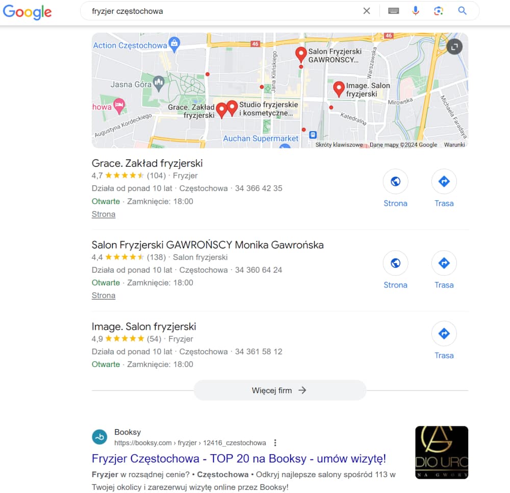 wyniki lokalne dla frazy fryzjer częstochowa